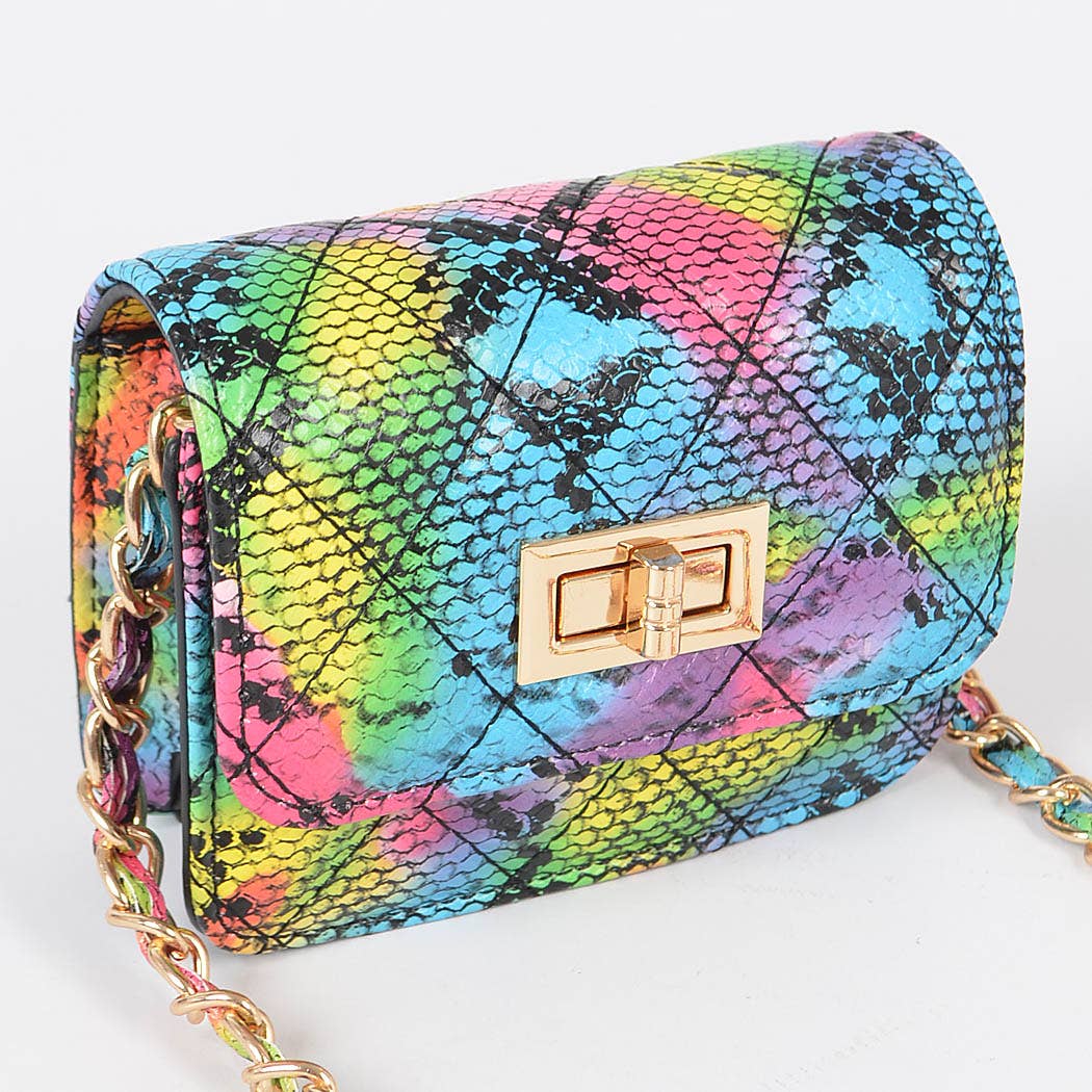 New Multi Snake Print Mini Bag: Multicolor