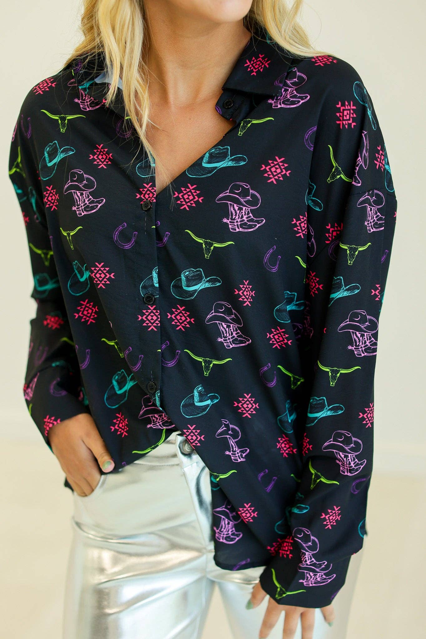 Kathryn Classic Button-Up, Black Western Elements: Black / L