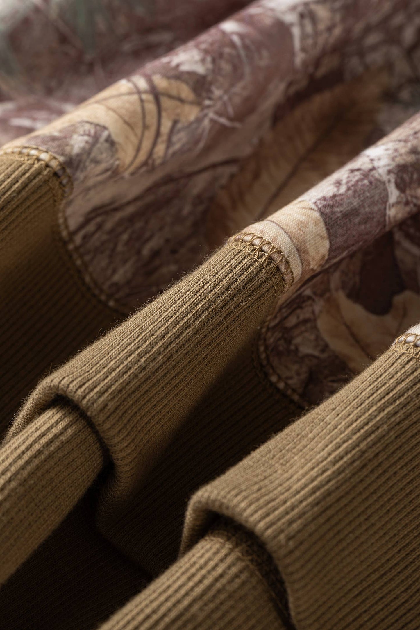 66 Abstract Camo Print Color Block Detail Sweatshirt (S-XL): Brown / L