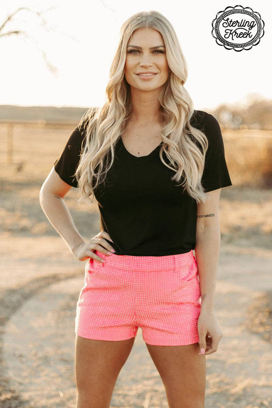 Rhinestone Velvet Shorts - Pink